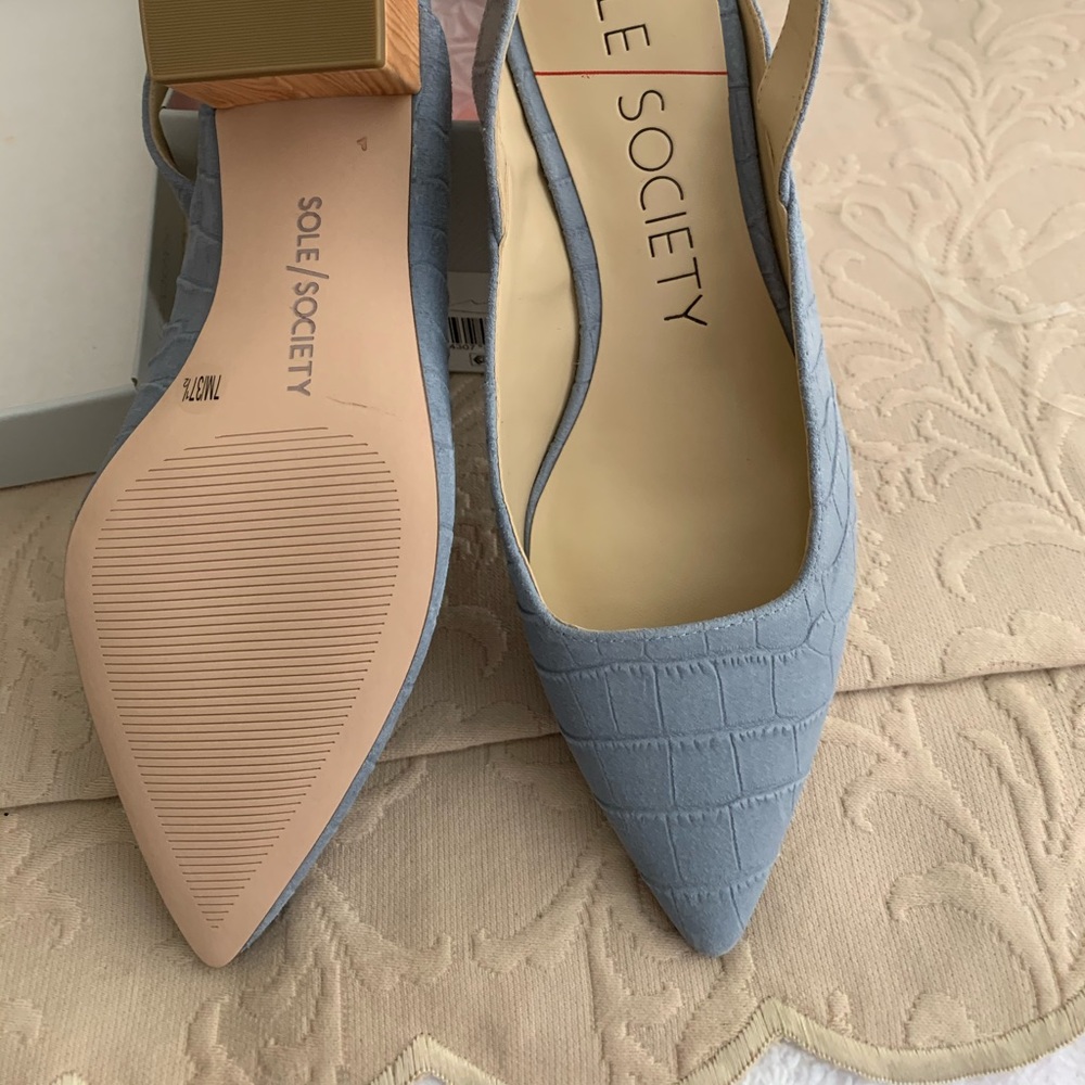 Powder blue sling backs